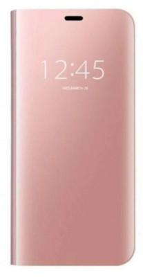 Кожени калъфи Кожени калъфи за Samsung  Калъф тефтер огледален CLEAR VIEW за Samsung Galaxy A7 2018 A750F златисто розов
